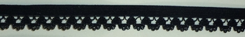 Elastisch Lingeriekant bloemmotief 15mm (50 m), Zwart 325